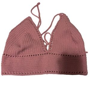 Women’s Handmade Crochet Halter Top in Pink PLEASE SEE MEASUREMENTS